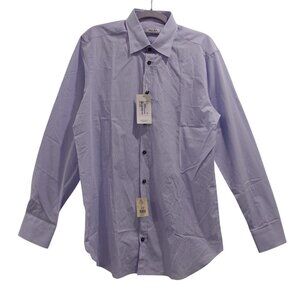 NWT Taccaliti Dress Shirt Sz 15.5/39 Light Blue Grid Print Button Down Executive